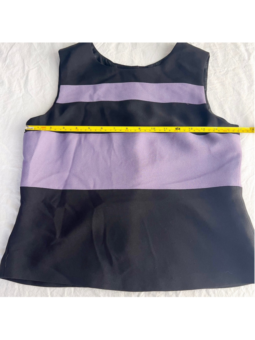 Vintage Casual Corner Color Block Purple Black Sleeveless Top Sz 8 Y2K Preppy - Picture 7 of 8